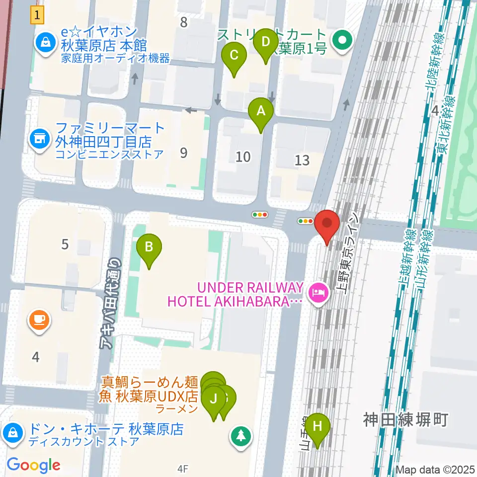 TAIKO-LAB秋葉原周辺のファミレス・ファーストフード一覧地図