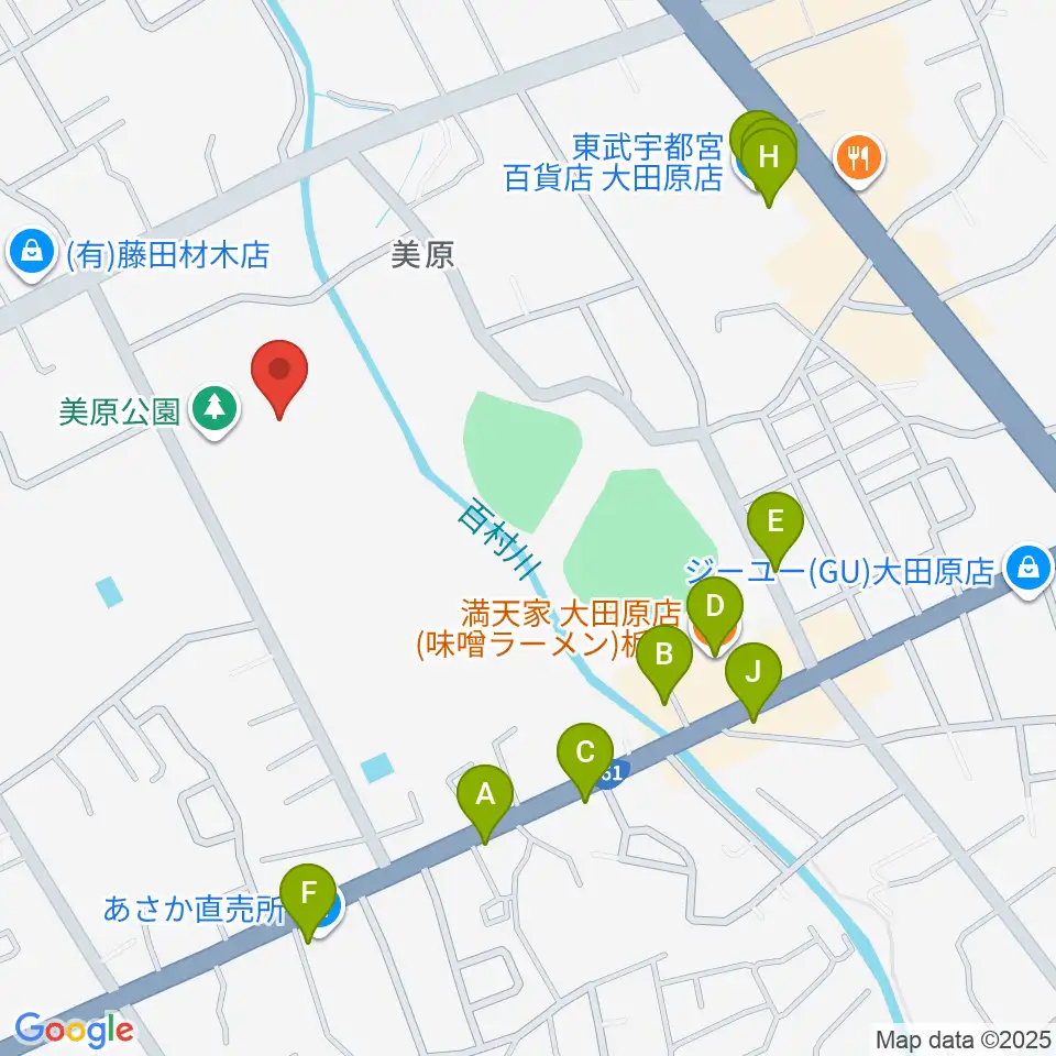 DI STADIUM周辺のファミレス・ファーストフード一覧地図