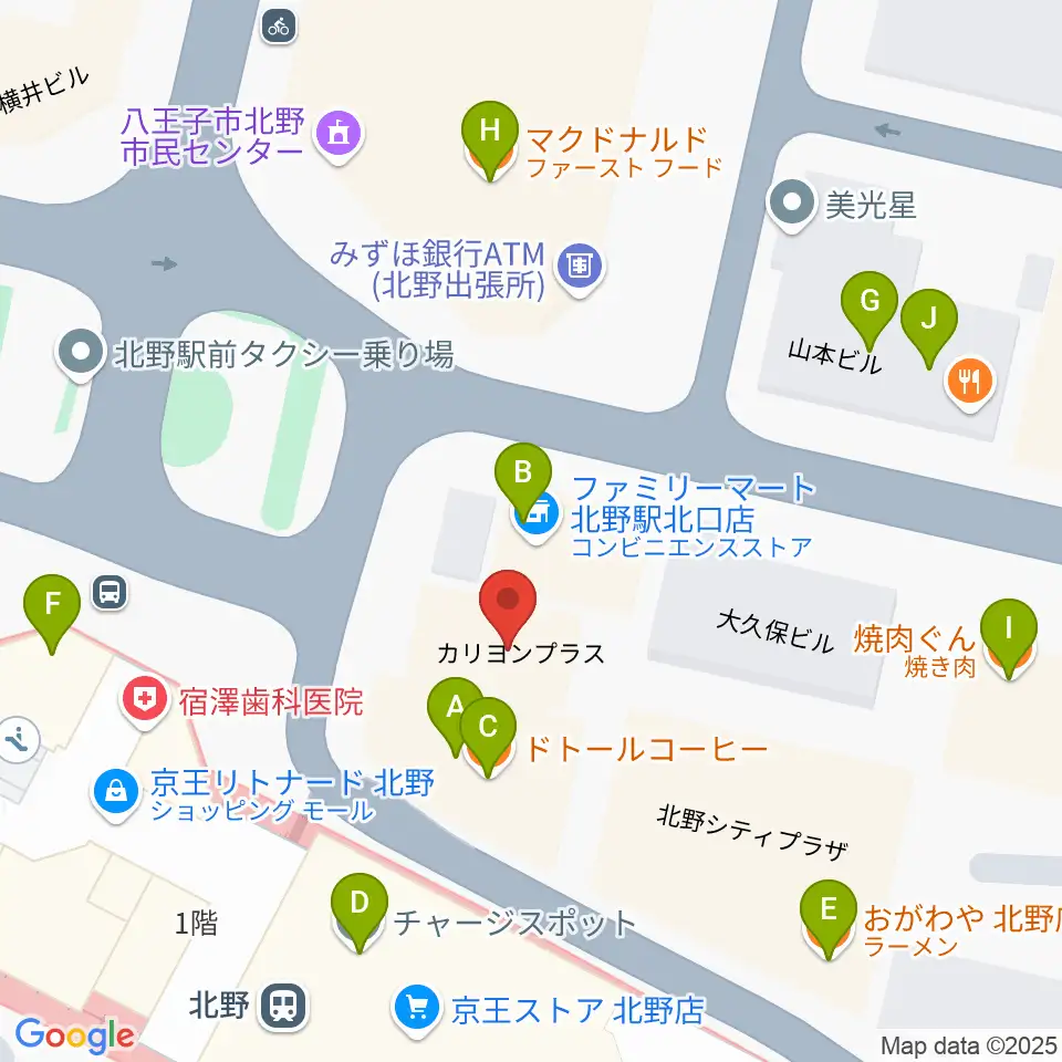 スタジオ・ラクスタ周辺のファミレス・ファーストフード一覧地図