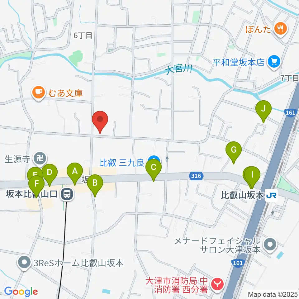 ラプリマ音楽教室周辺のファミレス・ファーストフード一覧地図