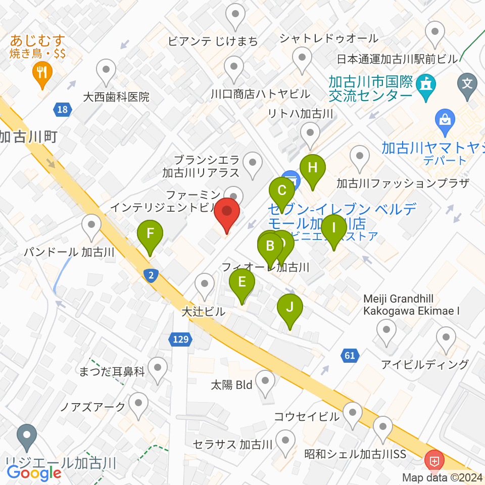 ヤマハミュージック 加古川センター周辺のファミレス・ファーストフード一覧地図