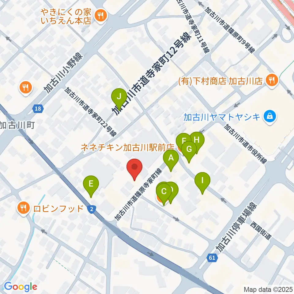 ヤマハミュージック 加古川センター周辺のファミレス・ファーストフード一覧地図