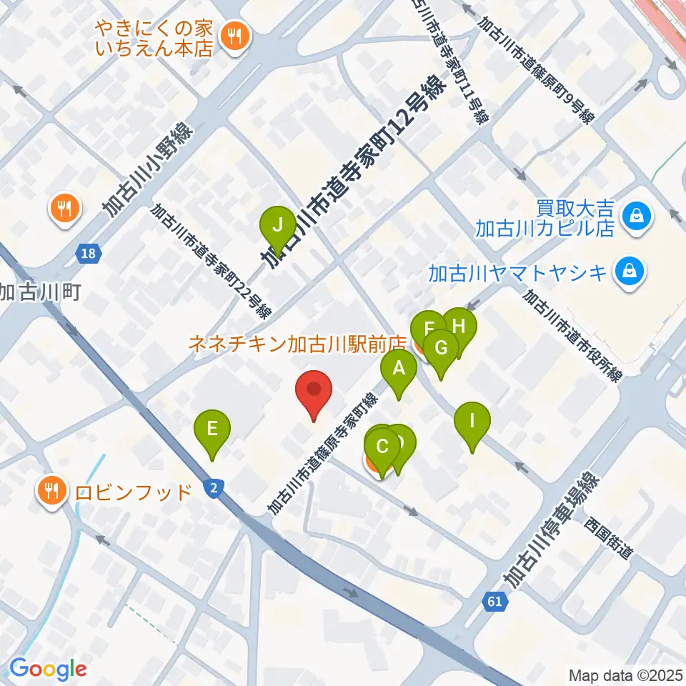 ヤマハミュージック 加古川センター周辺のファミレス・ファーストフード一覧地図