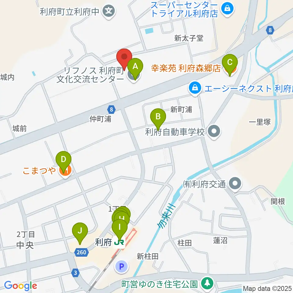利府町文化交流センター リフノス周辺のファミレス・ファーストフード一覧地図