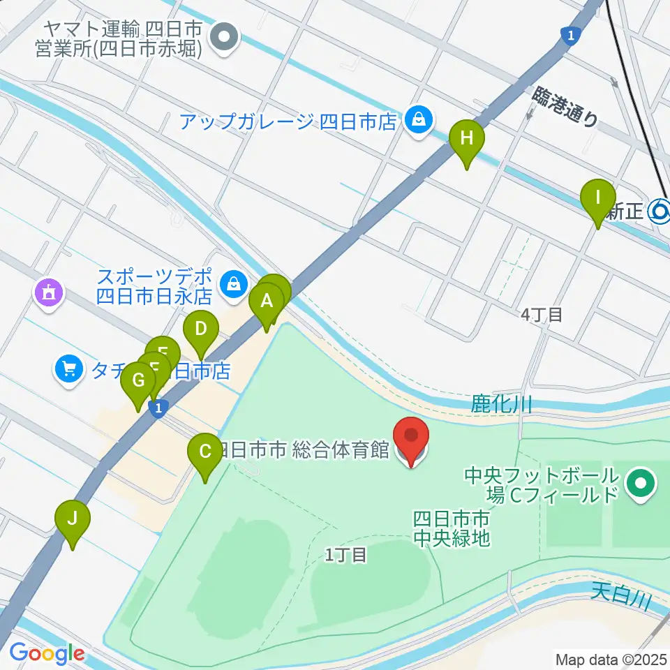 相好アリーナ四日市周辺のファミレス・ファーストフード一覧地図