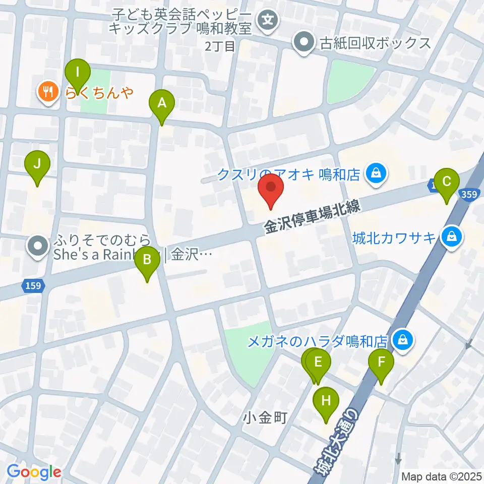 篠田楽器周辺のファミレス・ファーストフード一覧地図