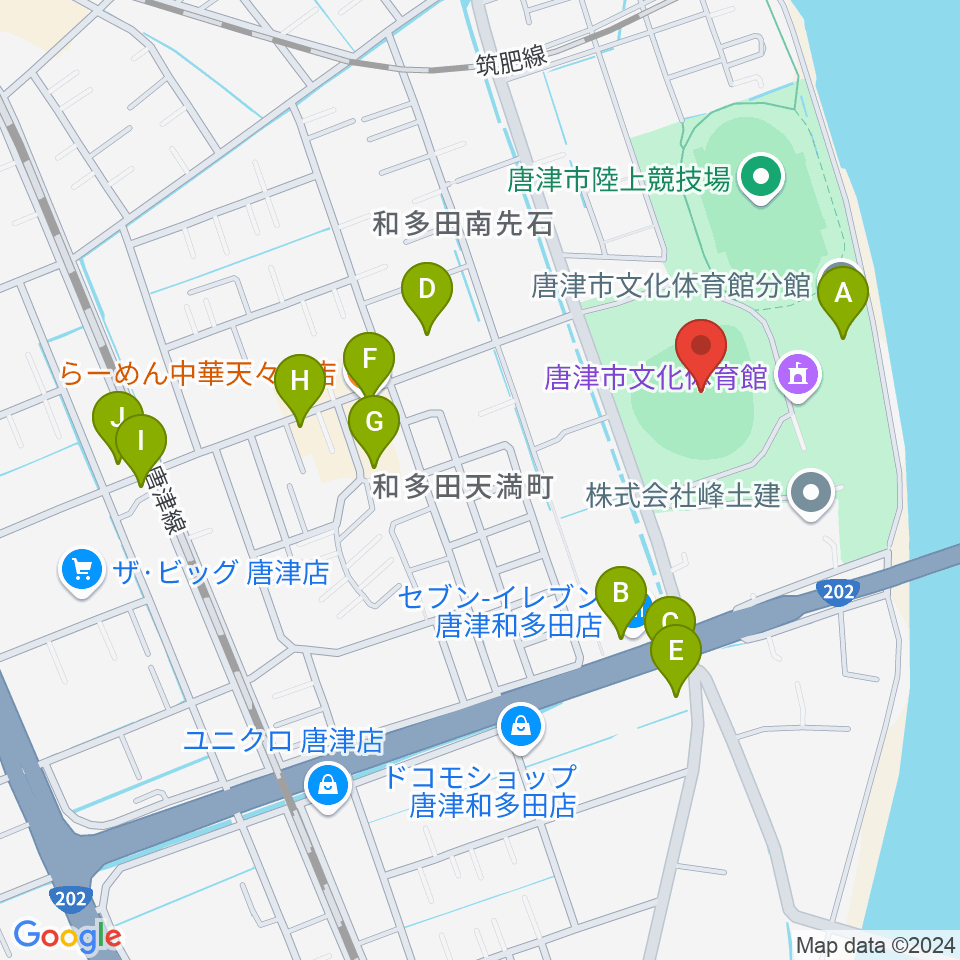 SHOWAハンバーガースタジアム唐津周辺のファミレス・ファーストフード一覧地図