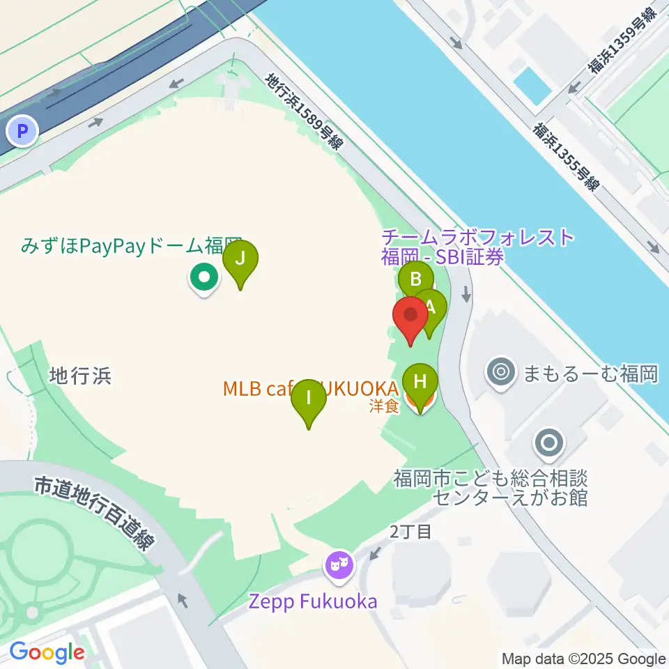 17LIVE HKT48劇場周辺のファミレス・ファーストフード一覧地図