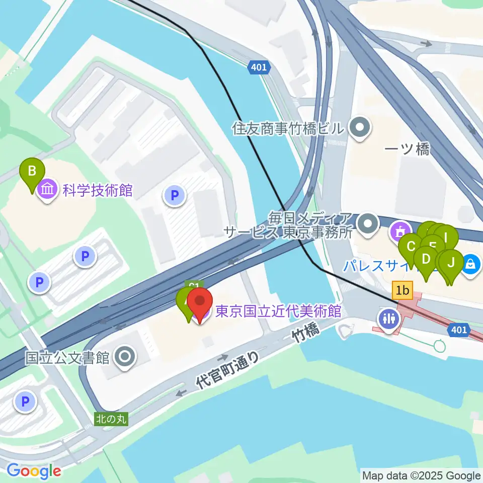 東京国立近代美術館周辺のファミレス・ファーストフード一覧地図