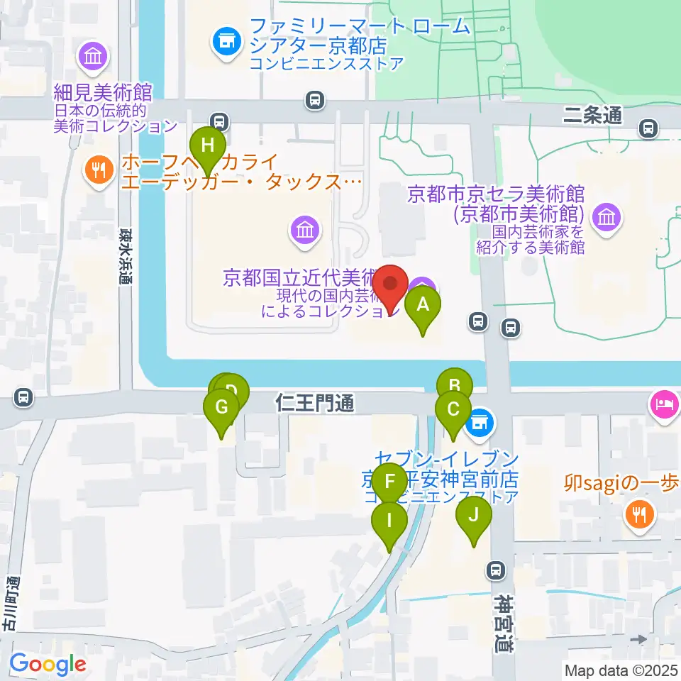 京都国立近代美術館周辺のファミレス・ファーストフード一覧地図