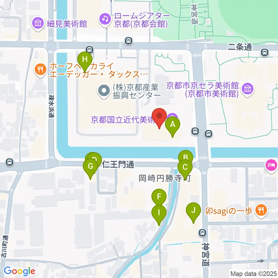 京都国立近代美術館周辺のファミレス・ファーストフード一覧地図