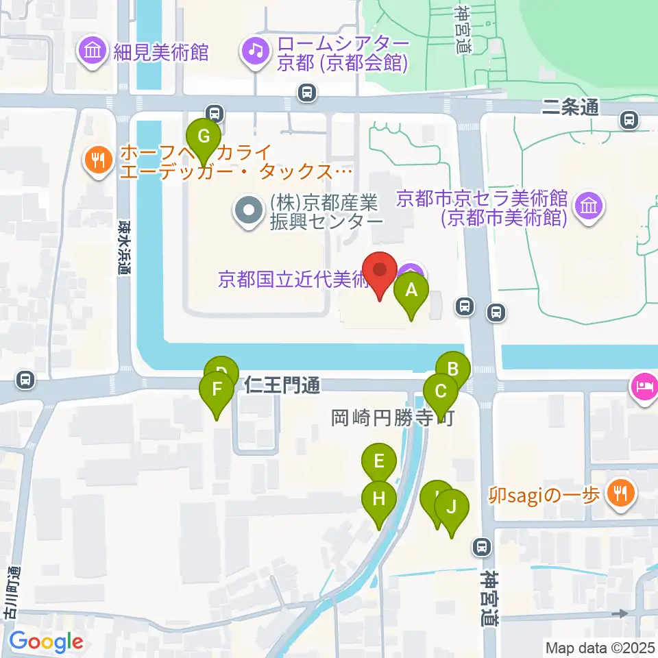 京都国立近代美術館周辺のファミレス・ファーストフード一覧地図