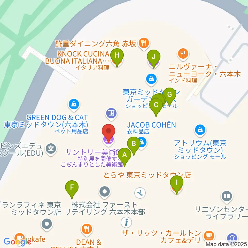 サントリー美術館周辺のファミレス・ファーストフード一覧地図