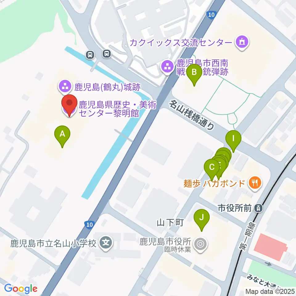 鹿児島県歴史・美術センター黎明館周辺のファミレス・ファーストフード一覧地図