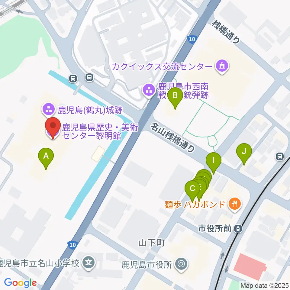 鹿児島県歴史・美術センター黎明館周辺のファミレス・ファーストフード一覧地図