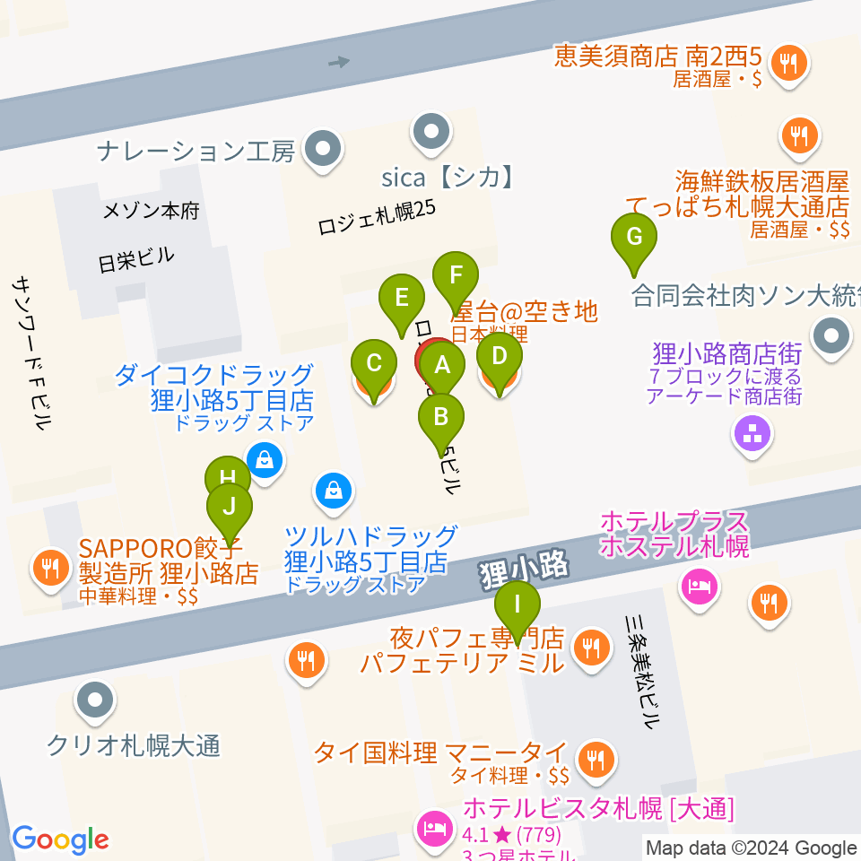 サツゲキ周辺のファミレス・ファーストフード一覧地図