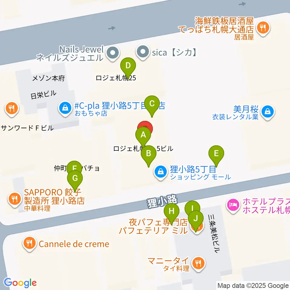 サツゲキ周辺のファミレス・ファーストフード一覧地図