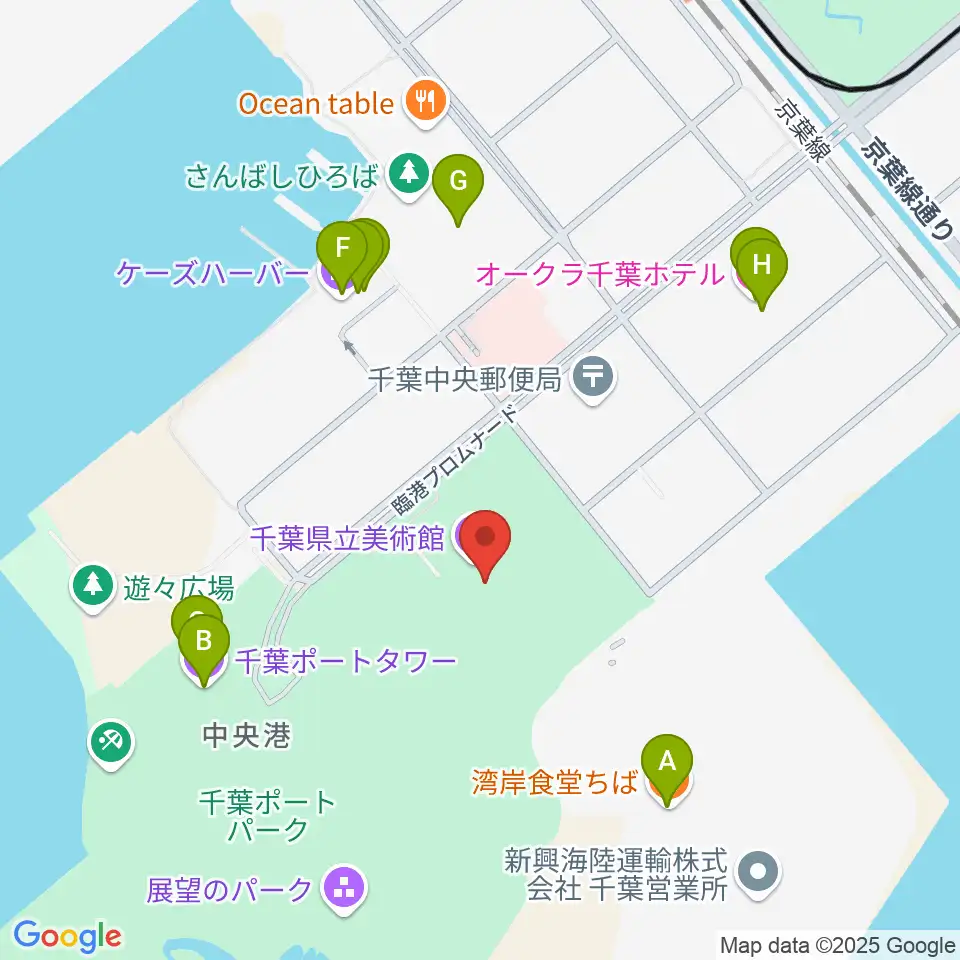 千葉県立美術館周辺のファミレス・ファーストフード一覧地図