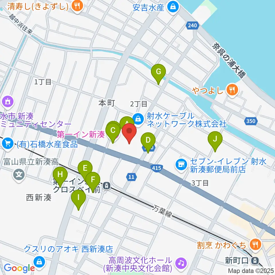 クロスベイ新湊周辺のファミレス・ファーストフード一覧地図