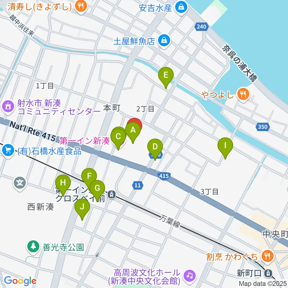 クロスベイ新湊周辺のファミレス・ファーストフード一覧地図