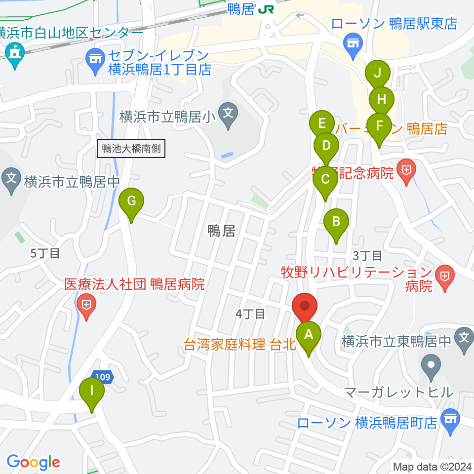 スタジオあぢと周辺のファミレス・ファーストフード一覧地図