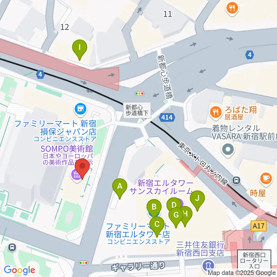 SOMPO美術館周辺のファミレス・ファーストフード一覧地図