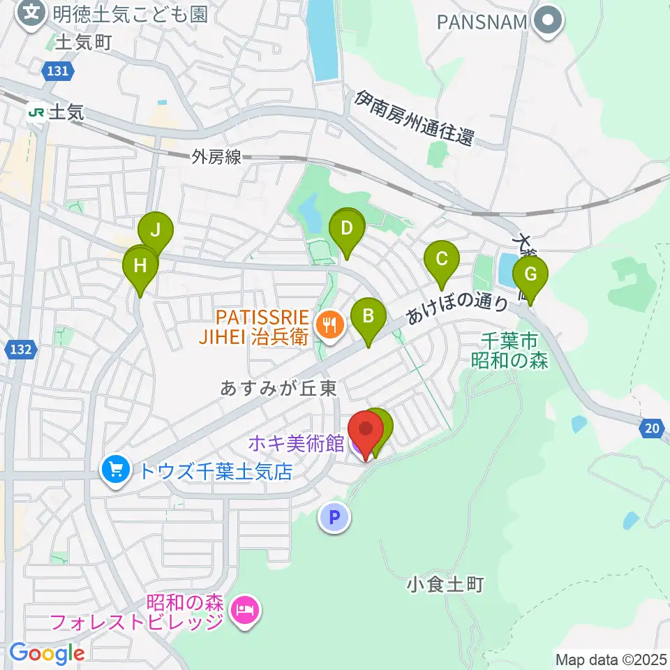 ホキ美術館周辺のファミレス・ファーストフード一覧地図