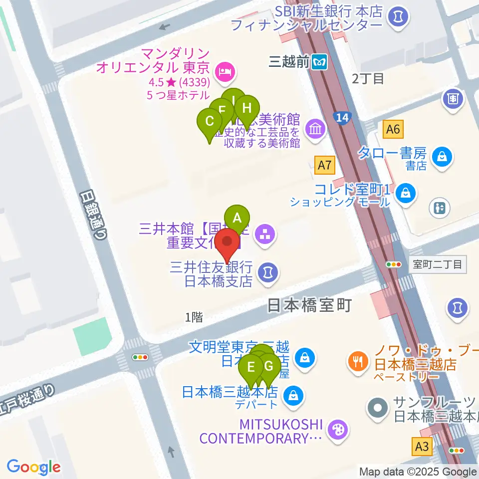 三井記念美術館周辺のファミレス・ファーストフード一覧地図