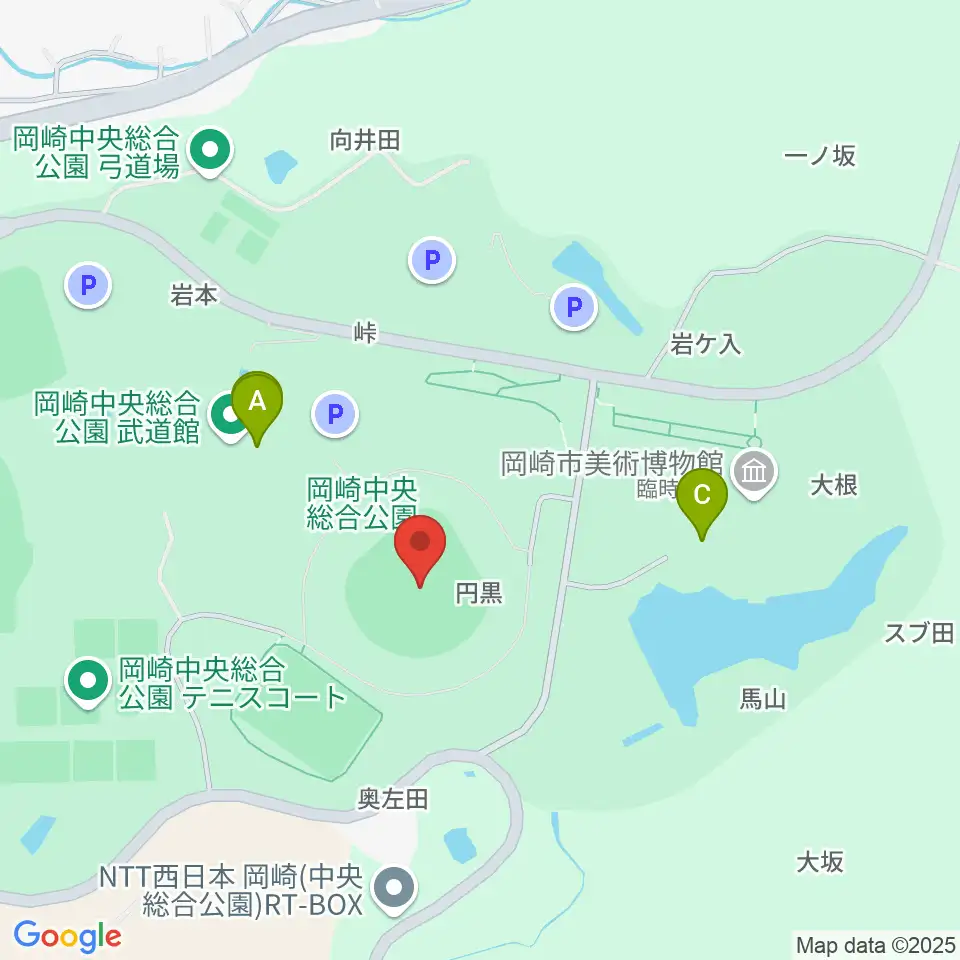 岡崎レッドダイヤモンドスタジアム周辺のファミレス・ファーストフード一覧地図