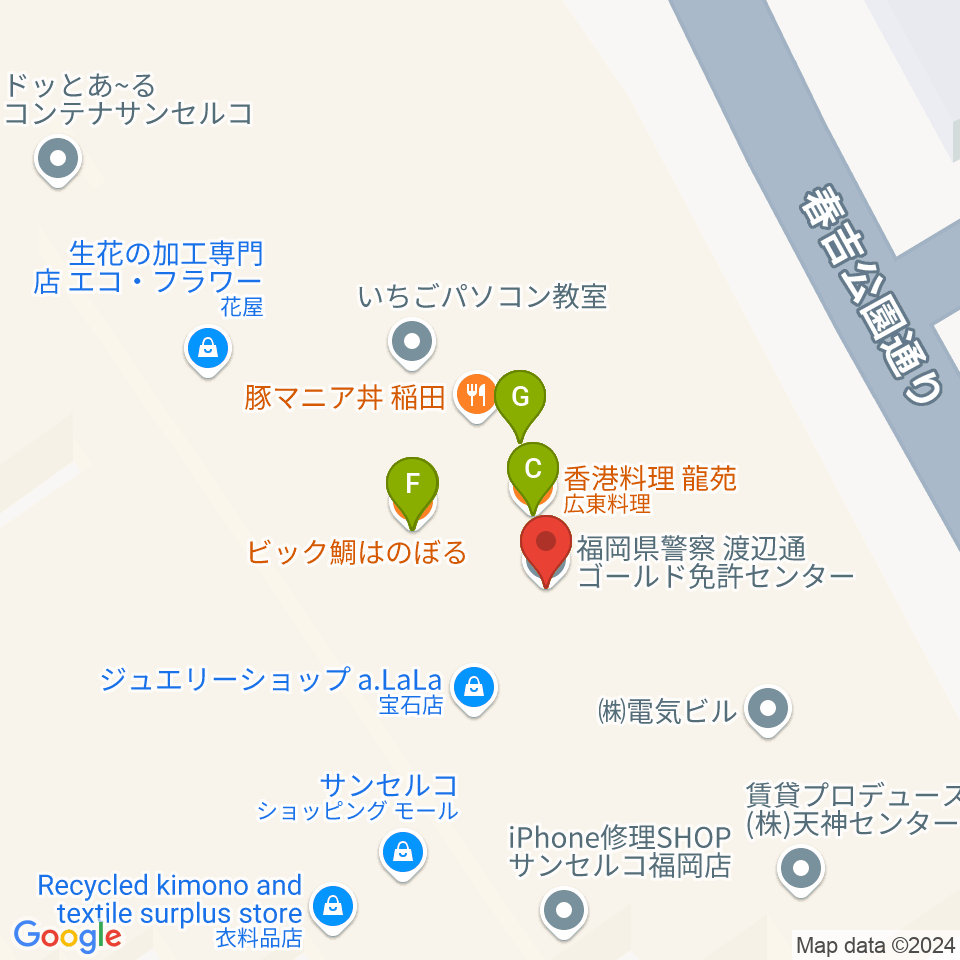 福岡HEACON LABO周辺のファミレス・ファーストフード一覧地図