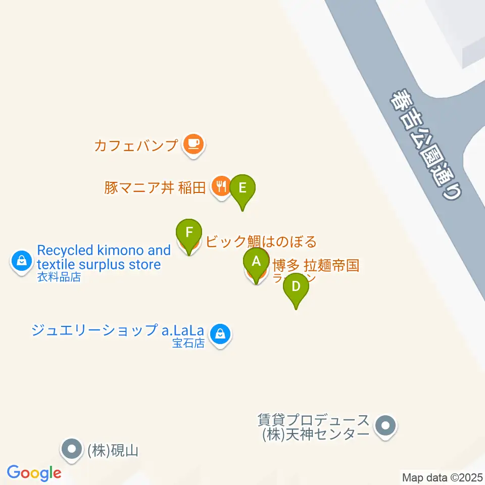 福岡HEACON LABO周辺のファミレス・ファーストフード一覧地図