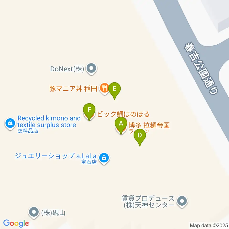 福岡HEACON LABO周辺のファミレス・ファーストフード一覧地図