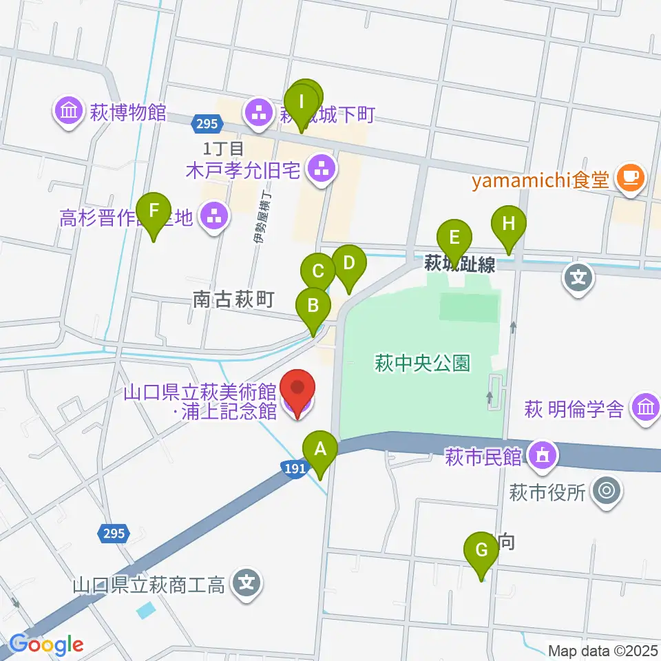 山口県立萩美術館・浦上記念館周辺のファミレス・ファーストフード一覧地図