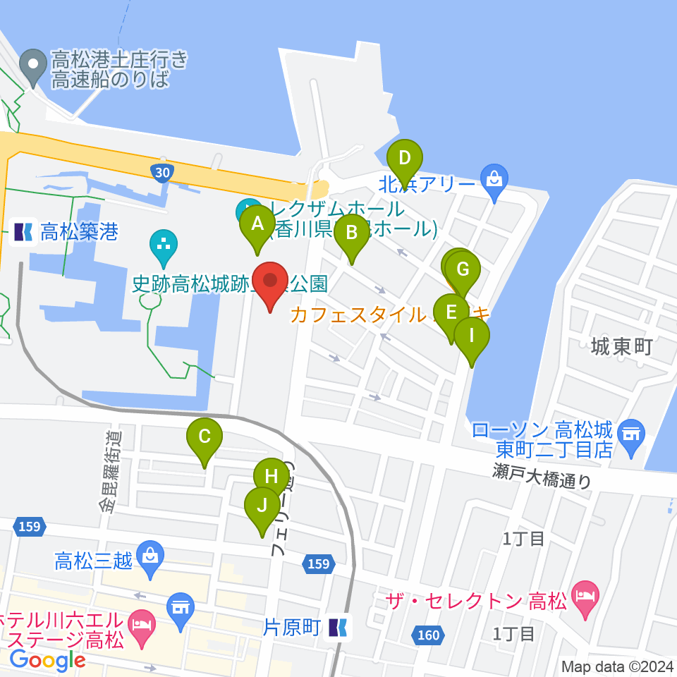 香川県立ミュージアム周辺のファミレス・ファーストフード一覧地図