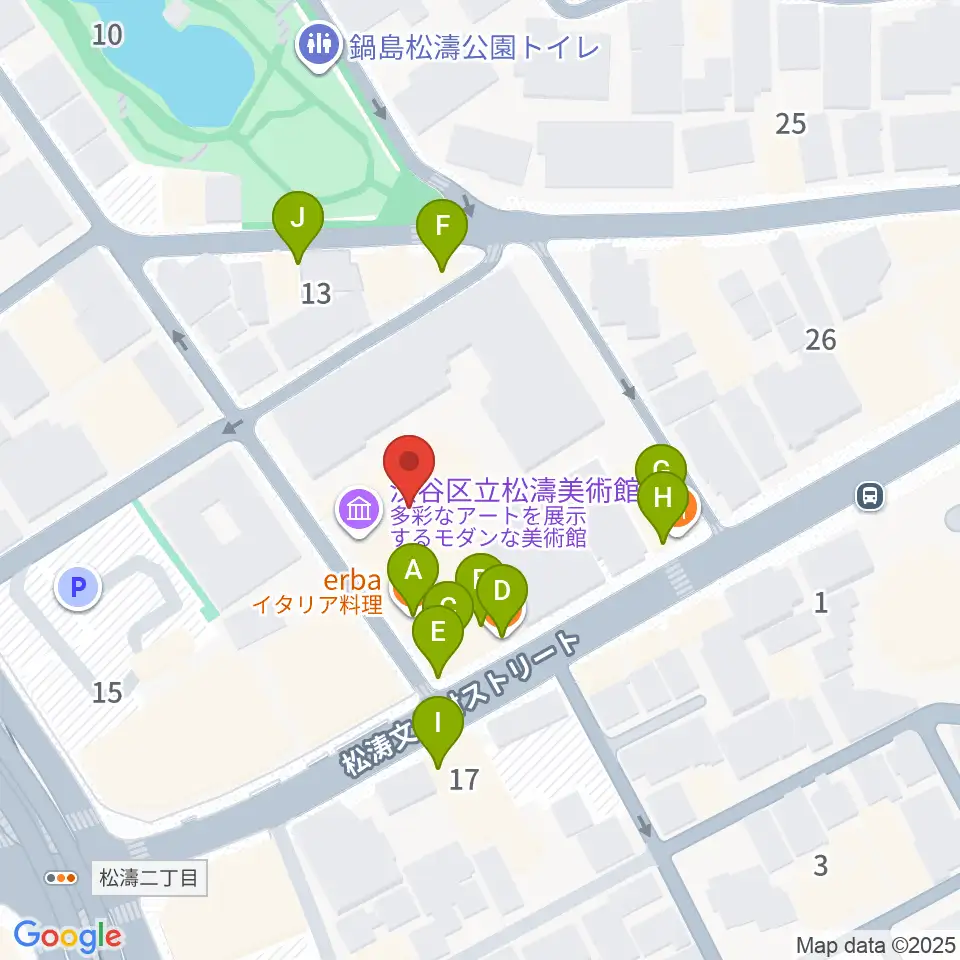 渋谷区立松濤美術館周辺のファミレス・ファーストフード一覧地図