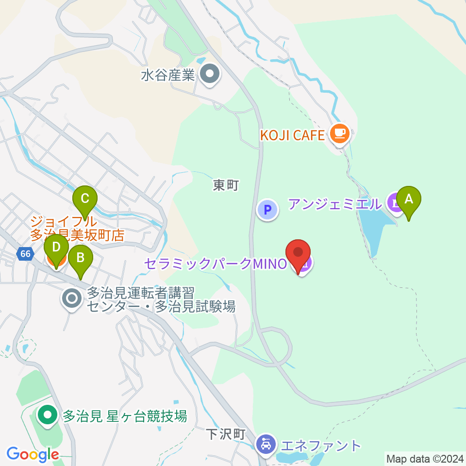 岐阜県現代陶芸美術館周辺のファミレス・ファーストフード一覧地図