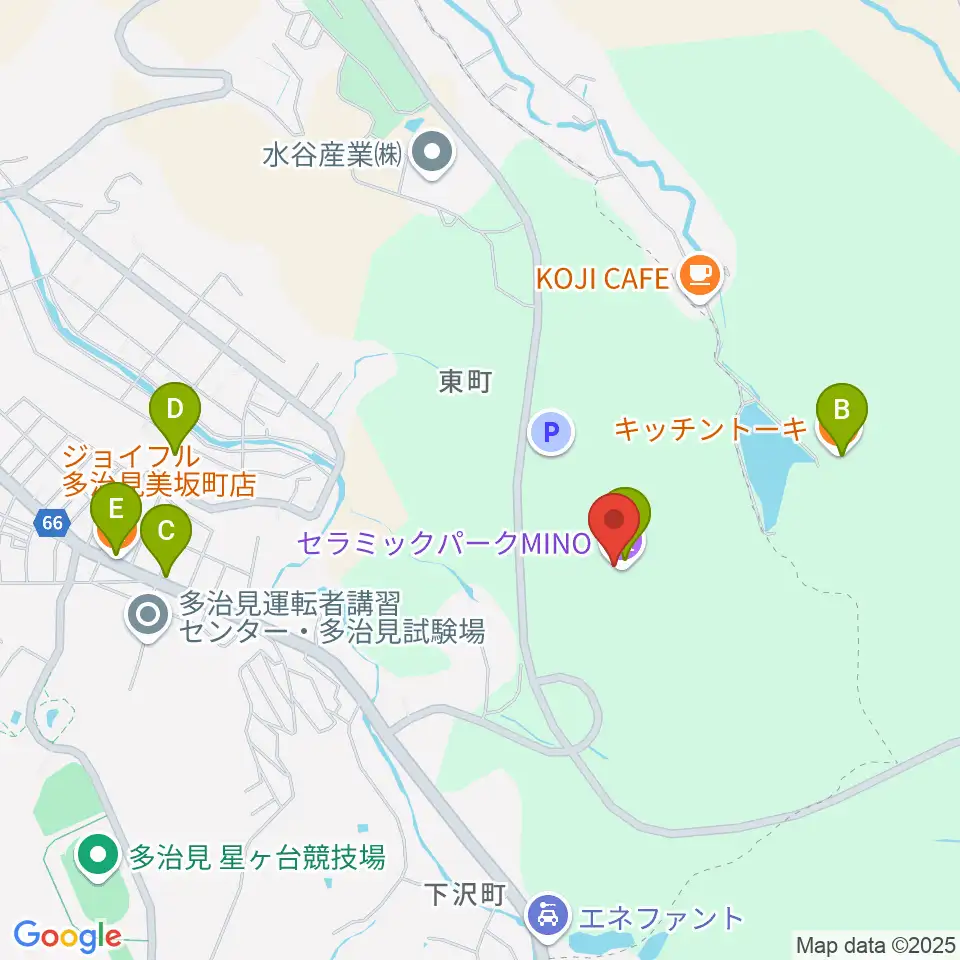 岐阜県現代陶芸美術館周辺のファミレス・ファーストフード一覧地図