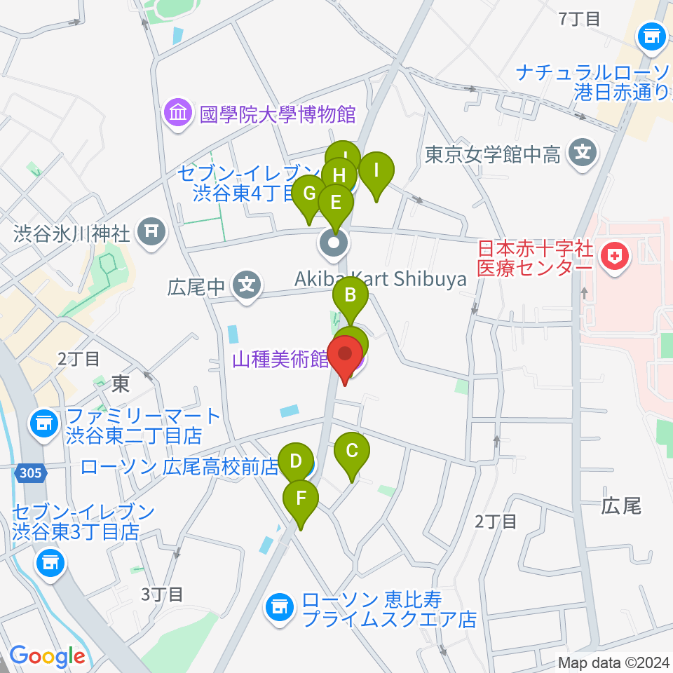 山種美術館周辺のファミレス・ファーストフード一覧地図