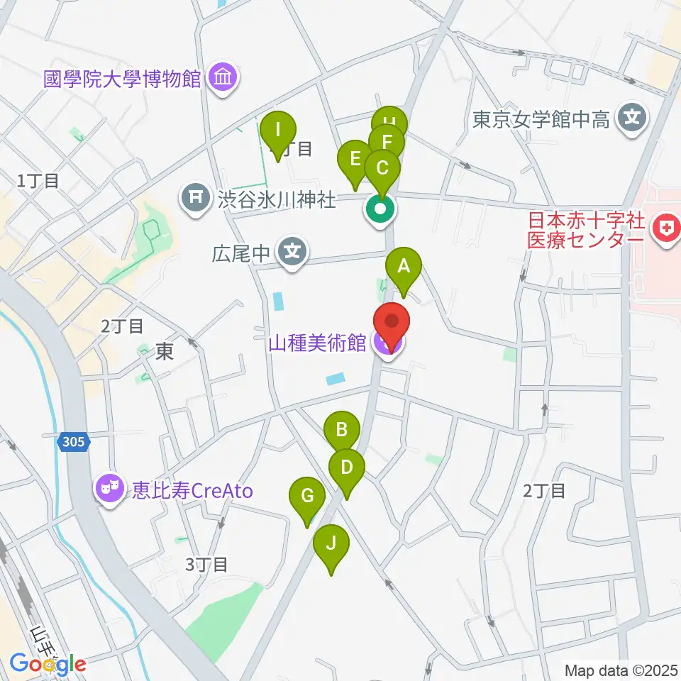 山種美術館周辺のファミレス・ファーストフード一覧地図