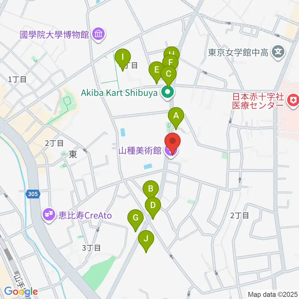 山種美術館周辺のファミレス・ファーストフード一覧地図