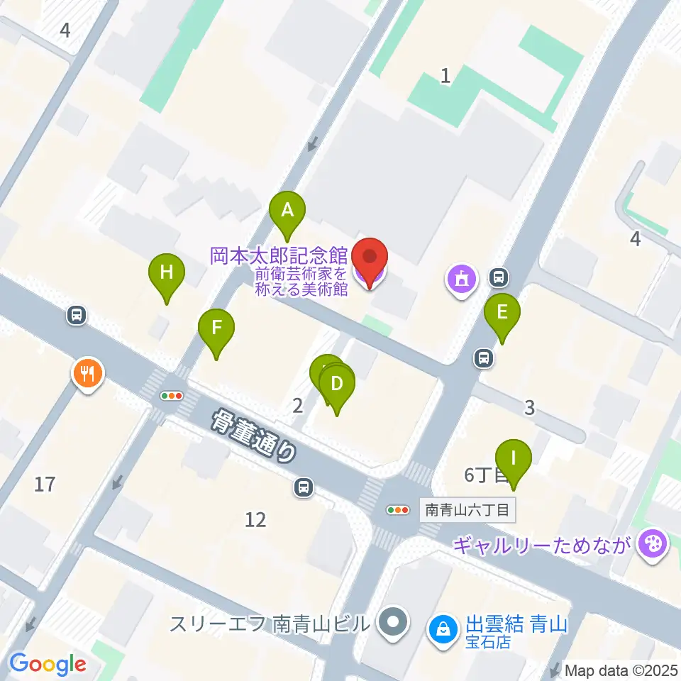 岡本太郎記念館周辺のファミレス・ファーストフード一覧地図