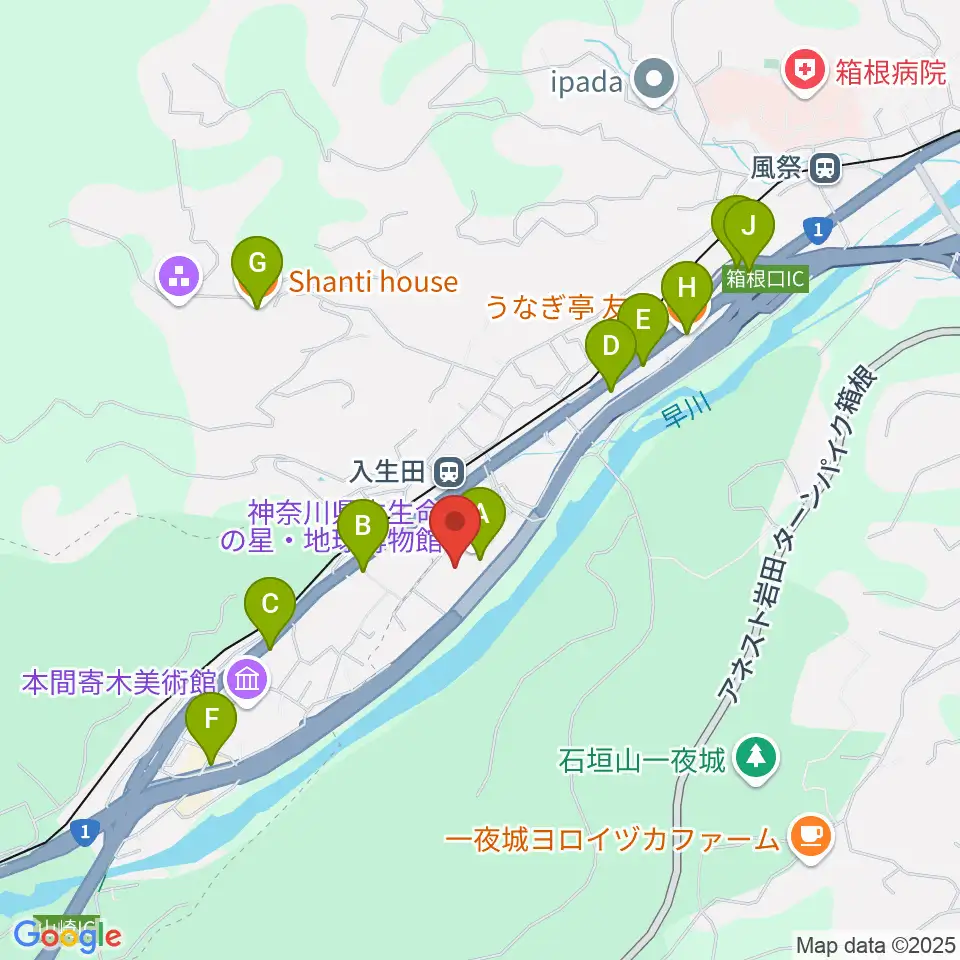 神奈川県立生命の星・地球博物館周辺のファミレス・ファーストフード一覧地図