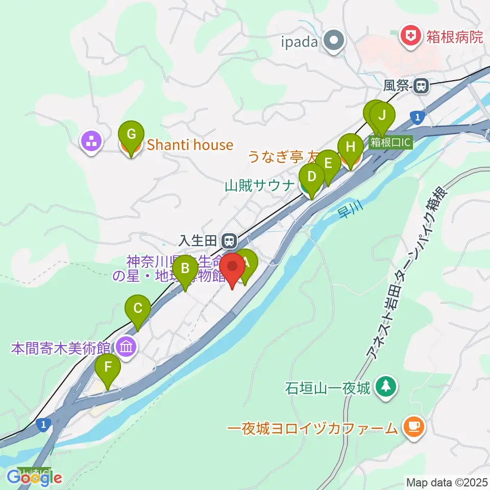 神奈川県立生命の星・地球博物館周辺のファミレス・ファーストフード一覧地図