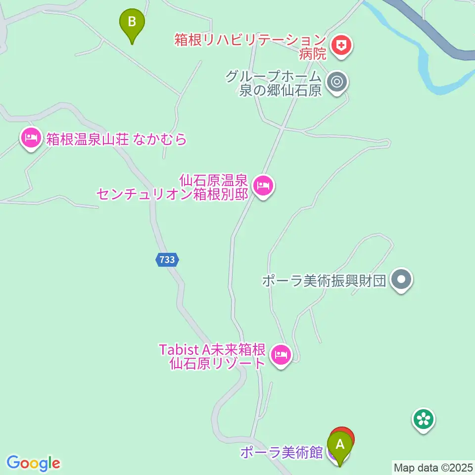ポーラ美術館周辺のファミレス・ファーストフード一覧地図