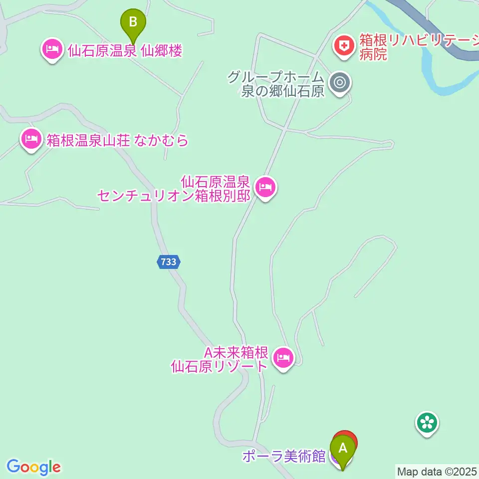 ポーラ美術館周辺のファミレス・ファーストフード一覧地図