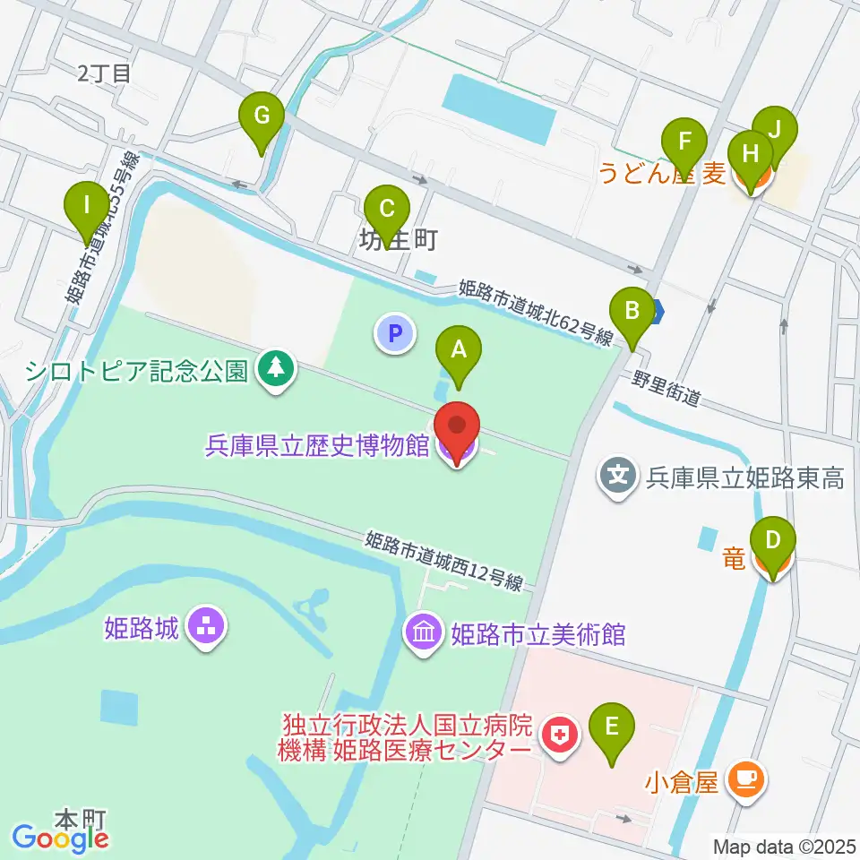 兵庫県立歴史博物館周辺のファミレス・ファーストフード一覧地図