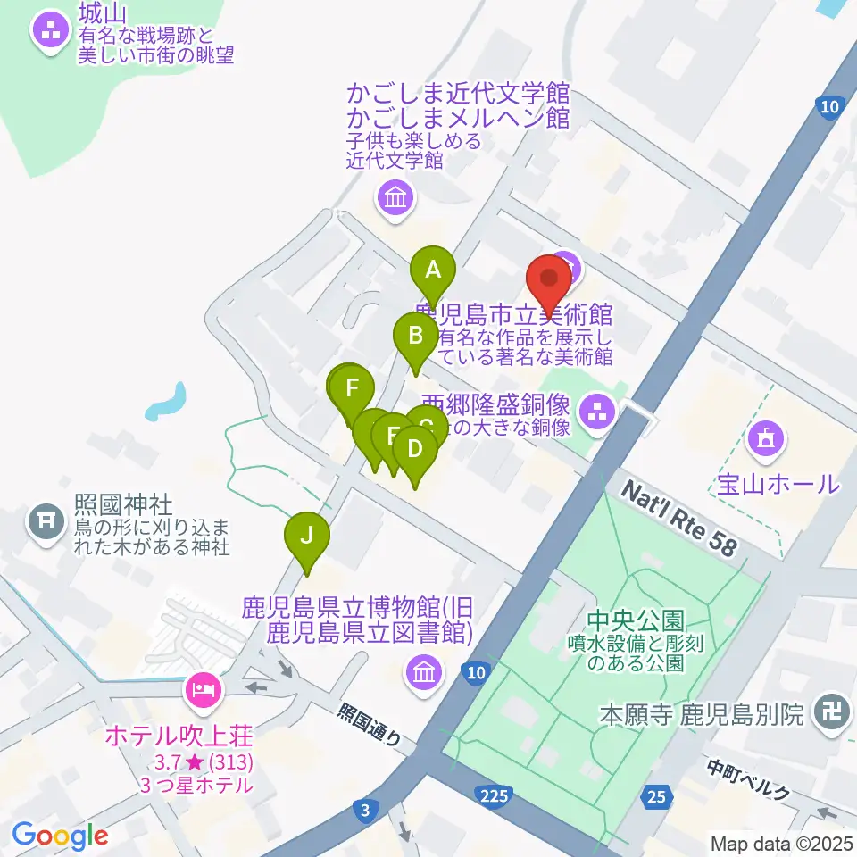 鹿児島市立美術館周辺のファミレス・ファーストフード一覧地図