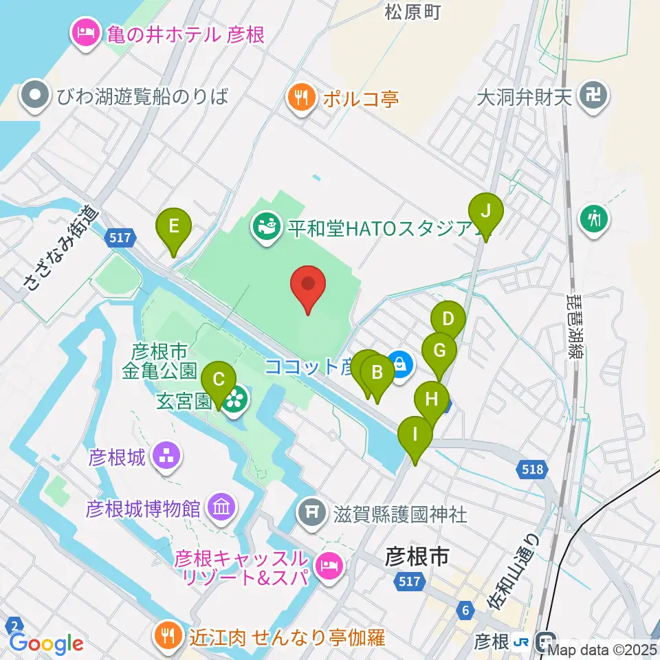 HPLベースボールパーク周辺のファミレス・ファーストフード一覧地図