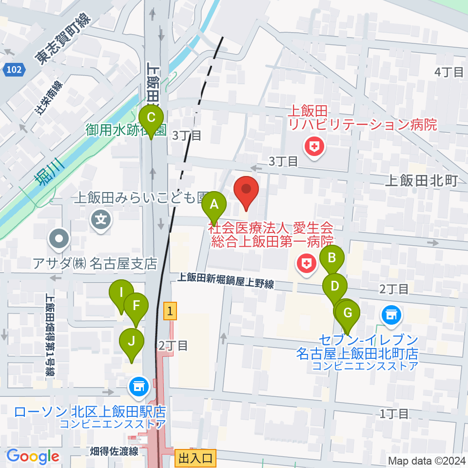 リアラウンズ周辺のファミレス・ファーストフード一覧地図