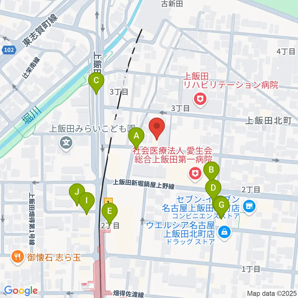 リアラウンズ周辺のファミレス・ファーストフード一覧地図